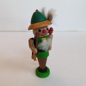 Vtg Steinbach Volkskunst Wood Nutcracker Hunter Christmas Ornament Rifle & Bird